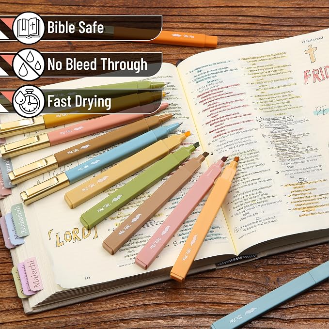 Mr. Pen- Aesthetic Highlighters and Pens No Bleed, 12 Pack, Black Ink Pens | Warm Fall, Bible Highlighters and Pens No Bleed, Fast Dry and No Smear for Bible Journaling, Planner, School Supplies