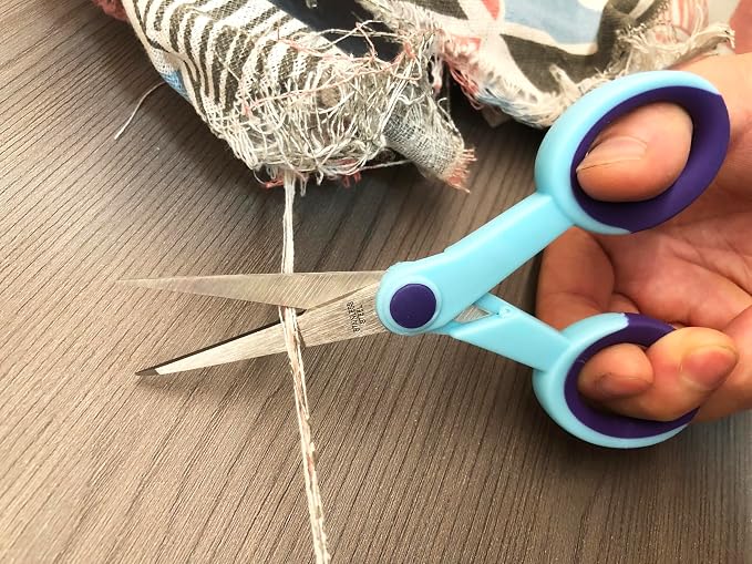 5 Inch Detail Scissors, Embroidery Scissor with Stainless Steel Blade, Soft Comfort-Grip, Straight Fine Tips Small Sewing Scissors Set, Precision Paper Cutting, 3 Pack, Blue