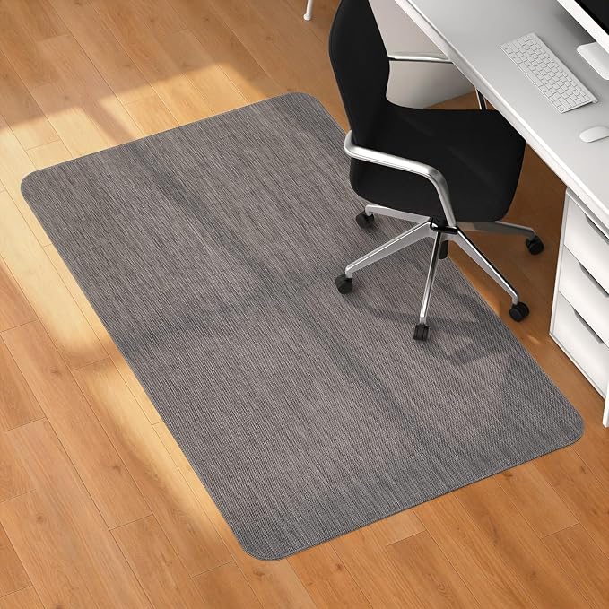 Blvornl Office Chair Mat for Hardwood Floor, 32.3"x 47.2" Desk Chair Mat for Hard Wood and Tile Floor, Large Anti-Slip Hard Floor Protector Rolling Chair Pad, PVC Desk Rug, Dark Grey