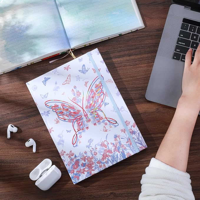 SIIXU Colorful Personal Diary Journals to Write in for Women & Men | Hand-illustrated by an Artist, Elastic Closure, 2 Ribbon Bookmark, Unique Beautiful Pages, B5, Lined, Lay-flat