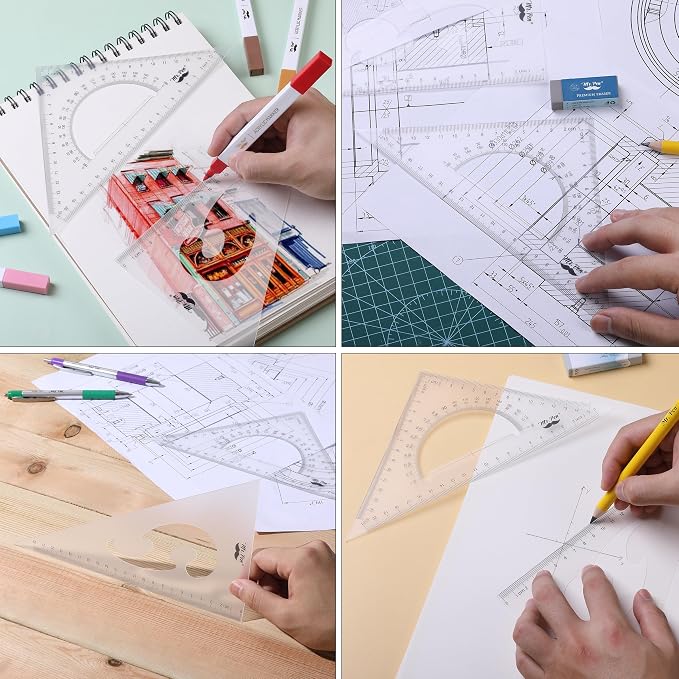 Mr. Pen- Triangle Ruler, 2 Pack, 22&15cm, 30/60 & 45/90 | Right Triangle Ruler for Drawing