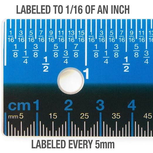 Victor Easy Read Stainless Steel Ruler, Standard/Metric, 12" Long, Blue