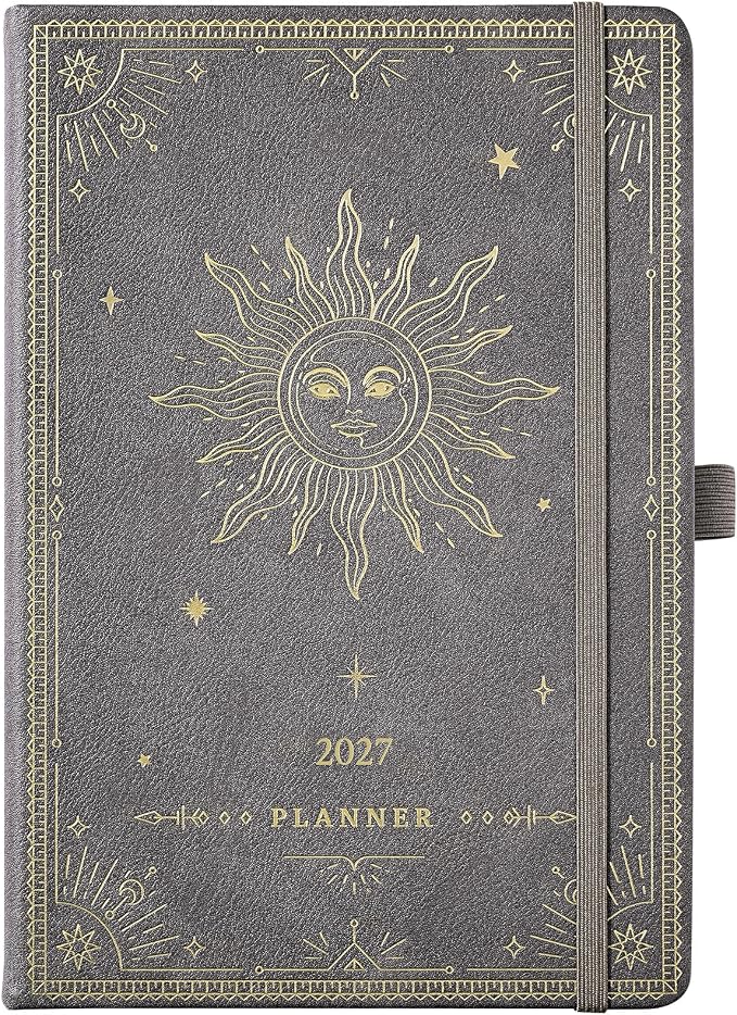 2027 Planner - 2027 Weekly Monthly Planner, January 2027 - December 2027, 5.75" x 8.25", Faux Leather Planner 2027 with Back Pocket & 40 Notes Pages - Mystic Grey