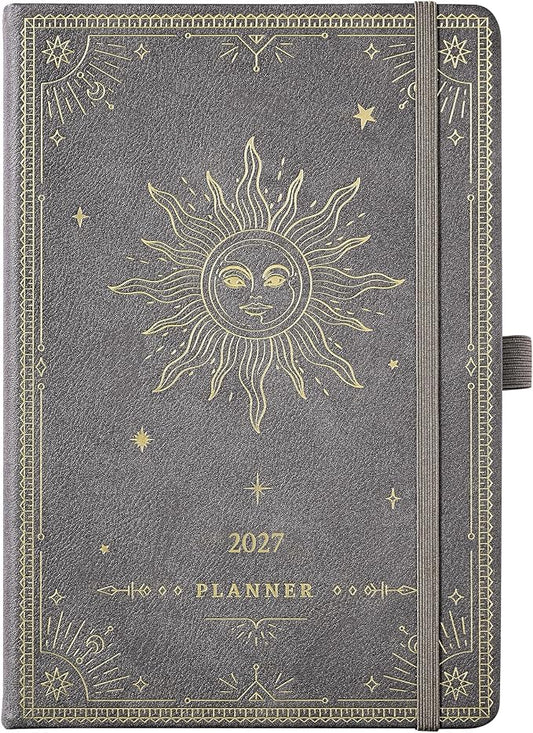 2027 Planner - 2027 Weekly Monthly Planner, January 2027 - December 2027, 5.75" x 8.25", Faux Leather Planner 2027 with Back Pocket & 40 Notes Pages - Mystic Grey