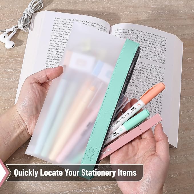 Mr. Pen- Clear Pencil Pouch, 8.50"x4.25", 6 Pack, Durable TPU Material | Medium Water-Resistant Pencil Bags with Smooth Zipper, Multipurpose Clear Pouch for Stationery, School, Office