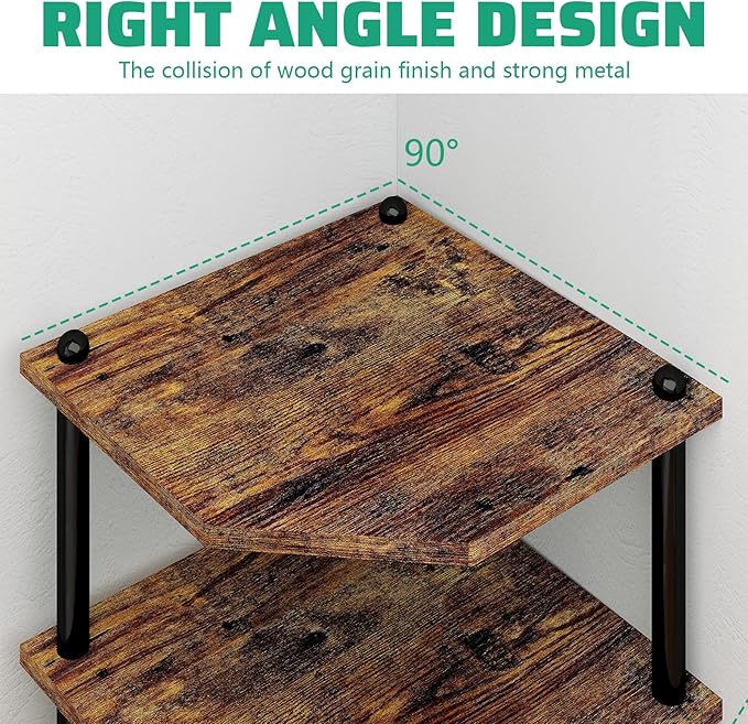 Corner Shelf Stand for Desk - 90° Corner Design to Free Up Desktop | Easy to Assemble 3-Tier Vertical Storage 15 lb Per Shelf 6.7 in Clearance for Books Coffee Mugs Supplies on Office Desks