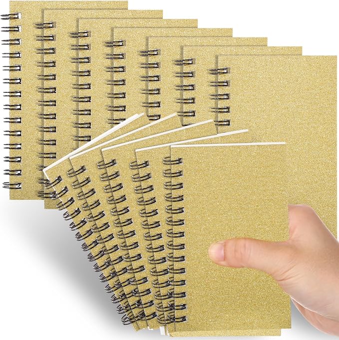 Jutom 18 Pcs Small Spiral Notebooks Memo Pads 3x5 Bulk Small Pocket Notepads Back to School Supplies Mini Notebook with Lined Mini Journals for Office & Work, 120 Pages (Glitter Gold)