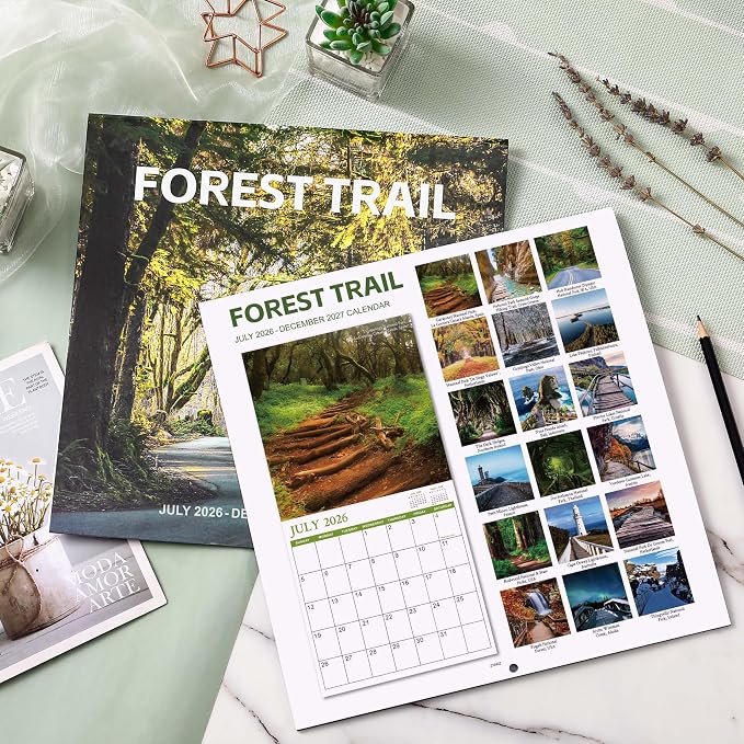 Calendar 2026-2027 - 2026-2027 Wall Calendar 18 months from Jul. 2026 - Dec. 2027, 12" x 24" (Open), Scenic Path Wall Calendars 2026 with Thick Paper