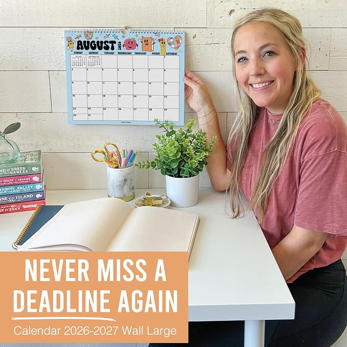 2026 Calendar Wall - 2026 Wall Calendar Large, 18-Month Hanging Calendars for School, Home & Office, Academic Monthly Calendar from January 2026 to June 2027, Back to School Teacher Gifts