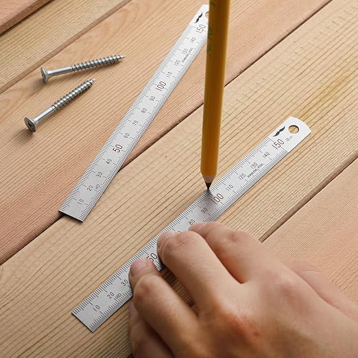 Mr. Pen- Machinist Ruler, 2 Pack, 150mm, Stainless Steel Imperial | Precision Measuring Tool, 0.5mm Graduation for Engineering, Carpentry, Drafting, Office, School