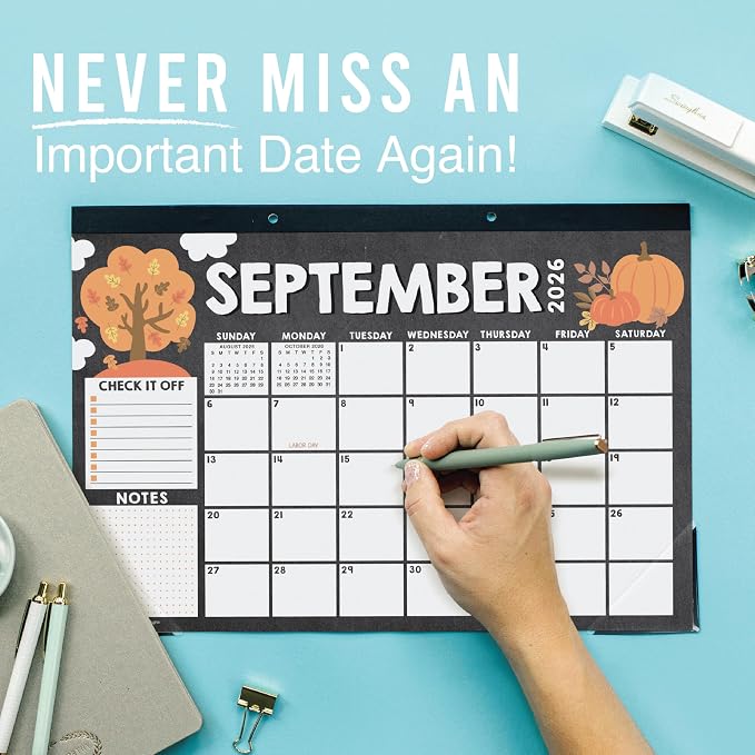 Hadley Designs Large Teacher Desk Calendar 2026-2027 - Desktop Calendar 2026, 18-Month Academic Desk Calendars for School, Home & Office, Cute Classroom Must Haves, Back to School Teacher Gifts