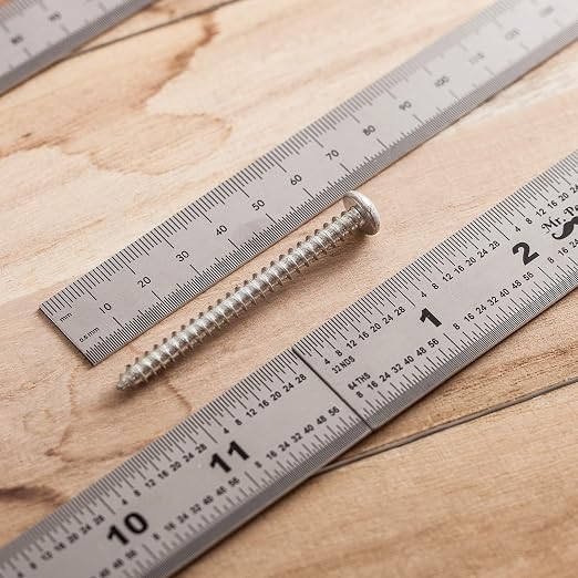 Mr. Pen- Machinist Ruler, 4 Pack, (6, 8, 12, 14 Inch) | Stainless Steel Metric & Imperial, Precision Measuring Tool, 1/64", 1/32", 0.5 mm Graduation for Engineering, Carpentry