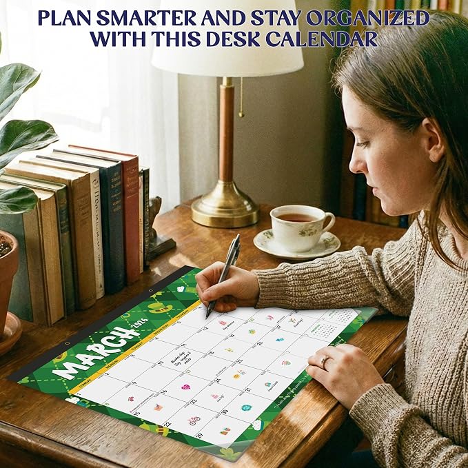 Decorably 18 Months Colorful Assorted Academic Desk Calendar 2026-2027 January 2026 to June 2027, 11x17in Easy Tear-Off Sheets with Inspirational Quotes & Stickers for Office, Home & School