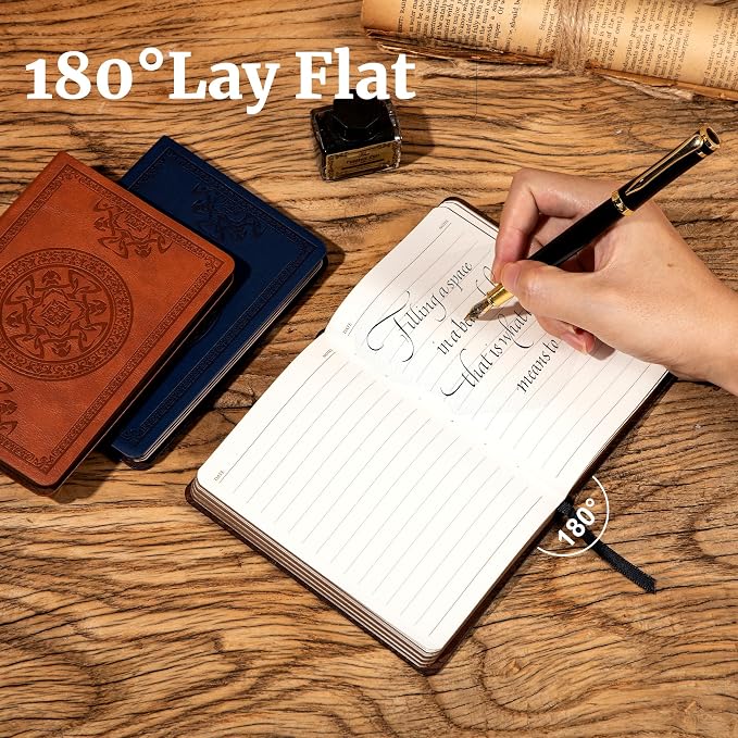 CAGIE 3 Pack Small Notebook for Men Soft Cover Pocket Notebook Leather Journals for Writing, 672 Lined Pages Mini Notebooks for Work 3x5, A6 Little Notebook, Black Brown Blue
