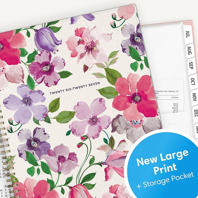 Blue Sky 2026-2027 Weekly & Monthly Academic Planner, 8.5"x11", Charlotte | July 2026 - June 2027, Large Print, Flexible Cover, Wirebound, Storage Pocket, Laminated Tabs, Academic Year