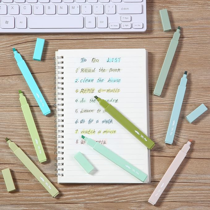 Mr. Pen- Aesthetic Highlighters No Bleed, 8 Pack, Assorted Colors | Chisel Tip, Cute Highlighters Assorted Colors for Journaling, Highlighting, Underlining, Fast Dry, Back to School Supplies