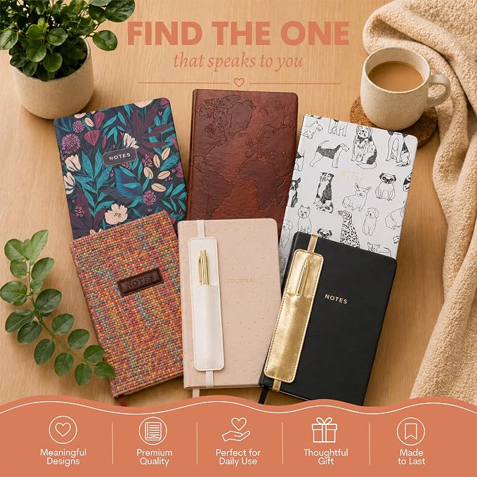 WORLD TRAVELER Eccolo A5 Hardbound Journal Notebook 256 Ivory Lined Pages | Sturdy Flexible Hardcover, 80GSM Acid-Free Ivory Pages, Smyth-Sewn Lay-Flat Binding, Ribbon Bookmark