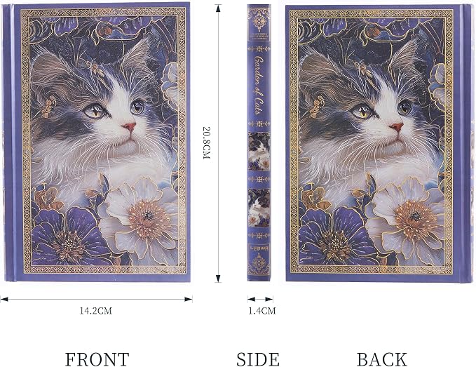 Hardcover Notebook Journal with 224 Pages, A5 Lined Journal with 100 GSM Premium Thick Paper for Smooth Writing, Aesthetic Foil Embossed Garden of Cats Notebook Journal, Ideal Journal for Women, Teens & Cat Lovers