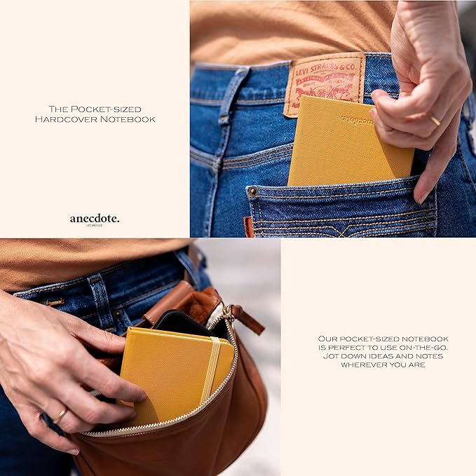 ANECDOTE. Small Journal Notebook for Men & Women, 192 Pages | Thick 80 GSM Lined Paper| Hardcover (5.5"x3.5" Pocket Size) | Daily Journaling Diary for Work, Travel, School & Office Use (Black)