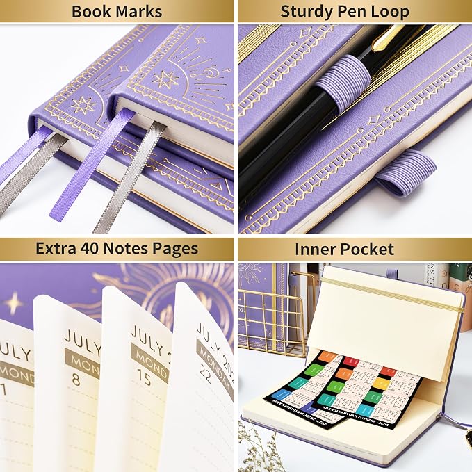2027 Planner - 2027 Weekly Monthly Planner, January 2027 - December 2027, 5.75" x 8.25", Faux Leather Planner 2027 with Back Pocket & 40 Notes Pages - Lavender