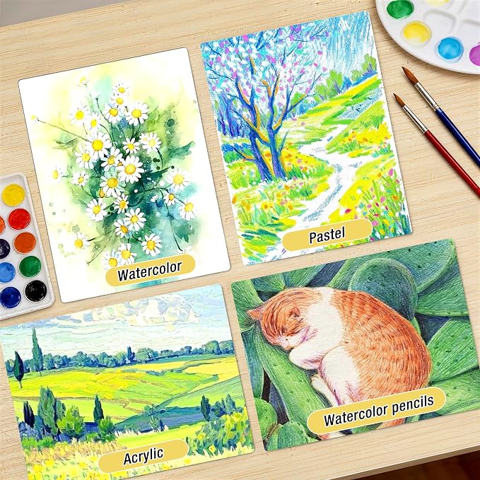 Watercolor Paper Pad, 9"x12" Water Color Paper, 140lb/300gsm, 18 Sheets - Artist Grade for Watercolor, Painting & Mixed Media - Watercolor Sketchbook Journal & Drawing Pad for Adults & Kids, Yellow