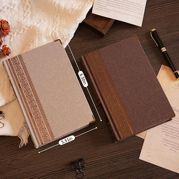 Vintage Hardcover Lined Notebook A5 Journal - 384 Pages 100 GSM Thick Kraft Paper Writing Journal for Men & Women Dark Brown 5.51" x 8.50"
