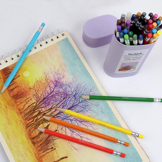 Colored Mechanical Pencil, 36pcs, with extra 72pcs colored leads
