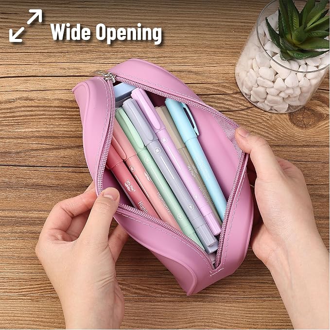 Mr. Pen- Silicone Pencil Case, Aesthetic Pencil Bag for Women, Makeup Pouch | Multifunctional Pouch for Stationery, Cosmetics and Electrical Goods Storage
