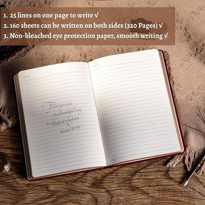 CAGIE 2 Pack Vintage Journal Notebook for Women Men Writing Diary A5 | 320 Pages Hardcover Leather with Gift Box Journaling Notebooks Thick Dream Lined Journals, 5.7 x 8.3 in