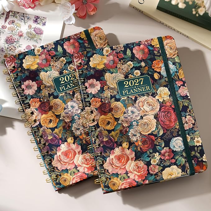 2027 Planner - Jan. 2027 - Dec. 2027, Calendar Monthly Planner 2027 Spiral Bound, 6.3" x 8.4", 2027 Planner Weekly and Monthly with Hardcover, 12 Monthly Tabs, Thick Paper, Pocket