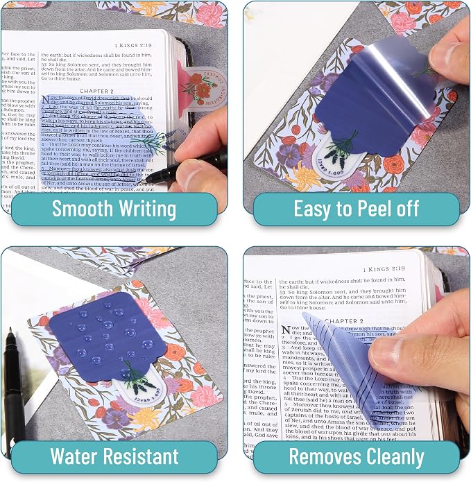Mr. Pen- Plastic Transparent Bible Sticky Notes, 10 Pads, 200 Sheets | Botanical Design, Bible Journaling Supplies, Plastic Sticky Notes, Water Resistant, Easy Peel, Removable