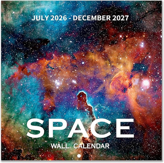 Calendar 2026-2027 - 2026-2027 Wall Calendar, Telescope Wall Calendar | Jul 2026 - Dec 2027, 12" x 24" (Open), Unruled Blocks(1.2" x 1.7") Calendar with Thick Glossy Paper, Printed clerly