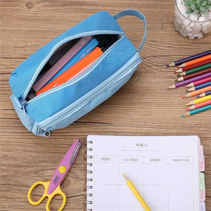 Mr. Pen- High Capacity Pencil Case, Large Pencil Pouch with 3 Compartments and 2 Pockets, Large Pencil Bag with Smooth Zipper, Cute Pencil Case Pouch Organizer, School Supplies for Teens