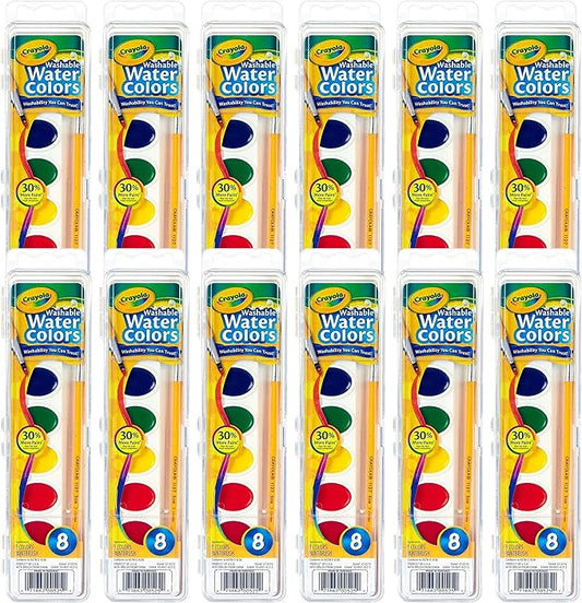 Crayola Washable Watercolor Paint Sets for Kids & Teachers (12ct), Bulk Classroom School Supplies for Preschool & Kindergarten, Wishlist Essentials, Crafting Activities for Toddlers