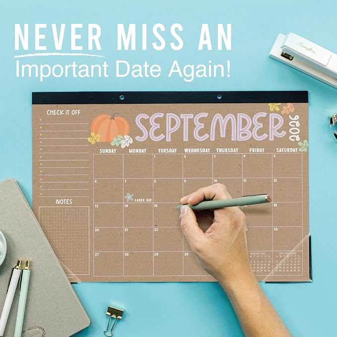 Hadley Designs Large Teacher Desk Calendar 2026-2027 - Desktop Calendar 2026, 18-Month Academic Desk Calendars for School, Home & Office, Cute Classroom Must Haves, Back to School Teacher Gifts