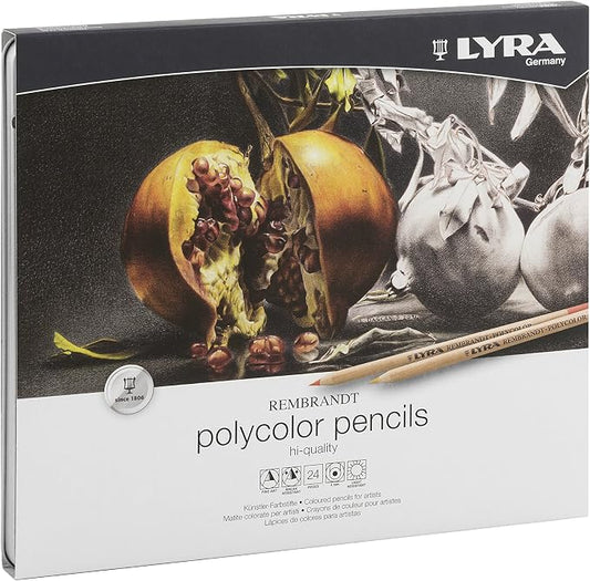 Lyra Rembrandt Polycolor Colored Pencils, Set of 24, Assorted Colors (2001240)
