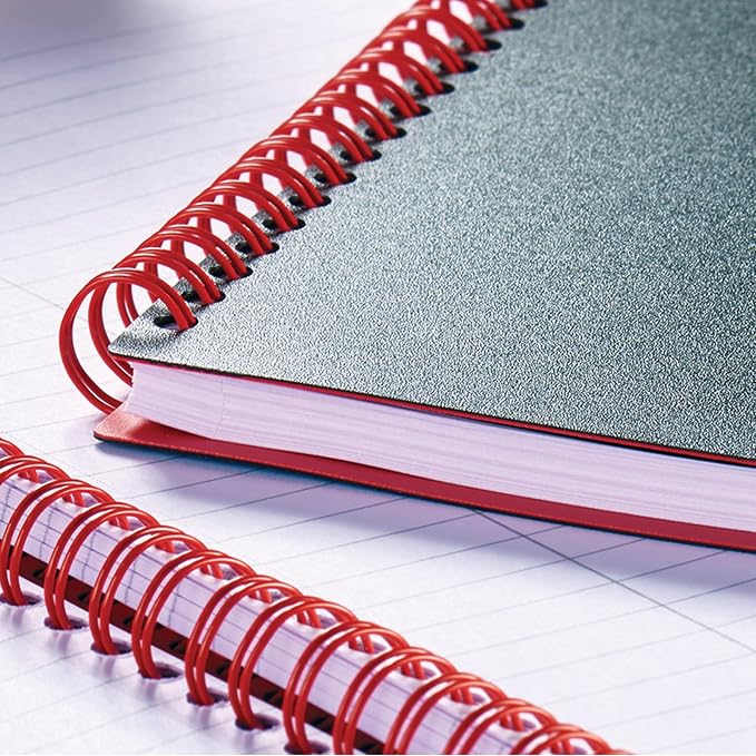 Black n' Red Notebook, Business Journal, 5-5/8" x 3-3/4", 70 Sheets, Ruled, Optik Paper, Scribzee App, Flexible Poly Cover, Wirebound, Black (F67010)