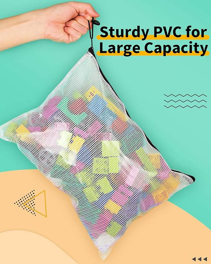 Smarpau A5 Mesh Zipper Pouch, 24 Pack 9.5" x 7.1" Plastic Zipper Pouches for Organizing, Multipurpose Waterproof Zip Bags for Travel Office Home Storage, Black
