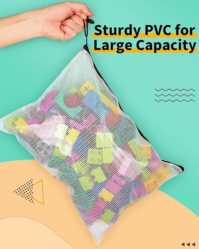 Smarpau A4/Letter Size Mesh Zipper Pouch, 24 Pack 13" x 9.4" Plastic Pouches for Organizing, Multipurpose Waterproof Zipper Bags for Travel, Office, Home Storage, Black