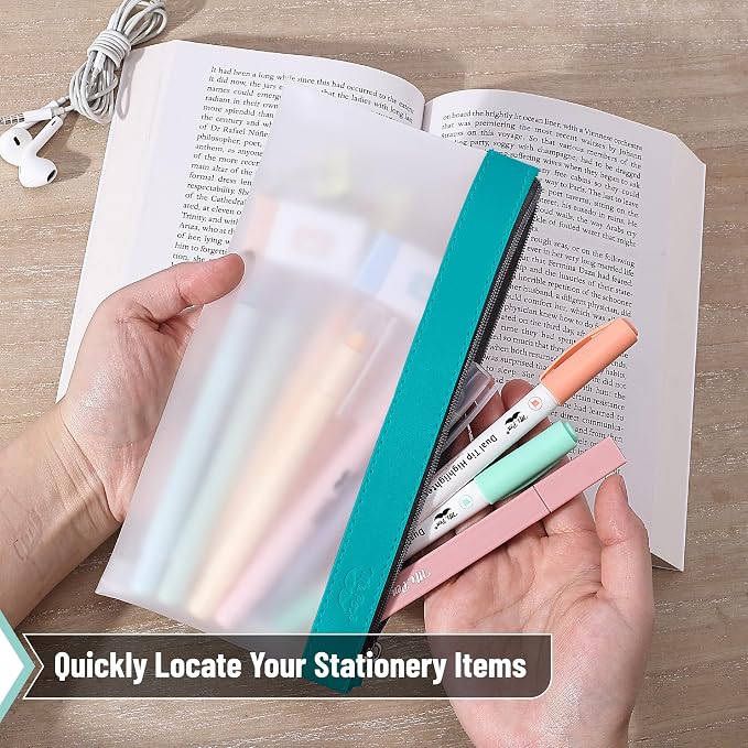 Mr. Pen- Clear Pencil Pouch, 8.50"x4.25", 3 Pack, Durable TPU Material | Medium Water-Resistant Pencil Bags with Smooth Zipper, Multipurpose Clear Pouch for Stationery, School, Office
