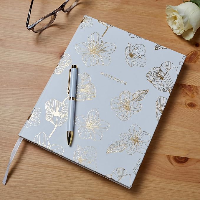 WORLD TRAVELER Large Lined Journal Notebook 256 Ruled White & Ivory Pages | Lay-Flat Binding, Gilded Page Edges Resist Wear, Reinforced Square Corners, Bleed-Resistant Smooth Paper