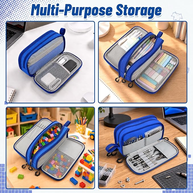Pencil Case for Boys, Large Capacity Pencil Pouch with Zipper Compartments, Gamer Pen Bag Organizer for School Kids Teens