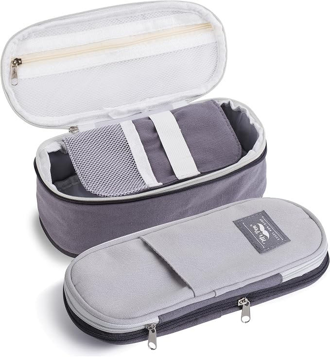 Mr. Pen- Pencil Case Large, Fabric Pencil Pouch Large, Grey, Pen Bag | School Supplies, Pencil Pouch Cute