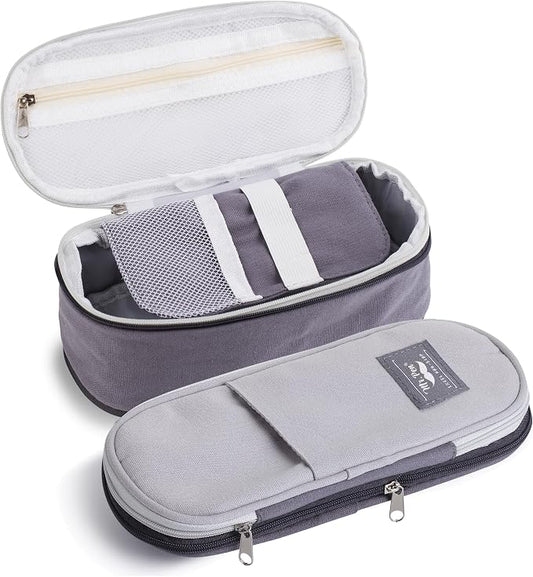 Mr. Pen- Pencil Case Large, Fabric Pencil Pouch Large, Grey, Pen Bag | School Supplies, Pencil Pouch Cute