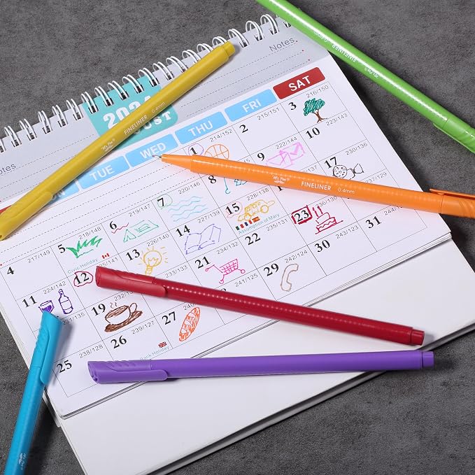Mr. Pen- Colored Fineliner Pens, 24 Pack, 0.4mm Tip | Ergonomic Triangular Barrels, Smooth Writing Pens for Journaling, Note-Taking, Coloring, Sketching, Planning & Art Projects