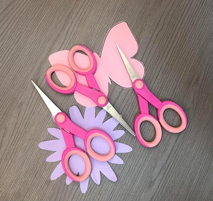 5 Inch Detail Scissors, Embroidery Scissor with Stainless Steel Blade, Soft Comfort-Grip, Straight Fine Tips Small Sewing Scissors Set, 3 Pack, Pink