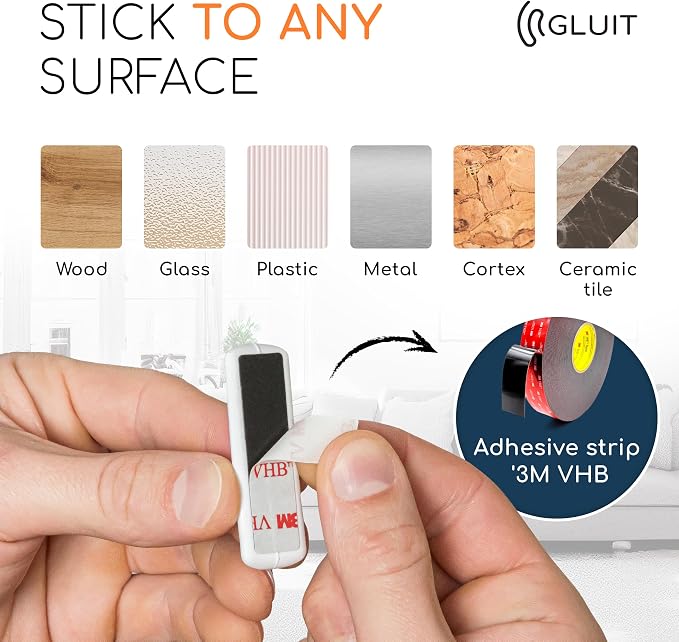 GLUIT Cord Organizer for Desk, Cable Holder for Nightstand, Charger Organizer, Adhesive Desktop Wire Clips, Multislot Cable Management, Table Organizer Accessories - 5 Pack, 15 Slots, White
