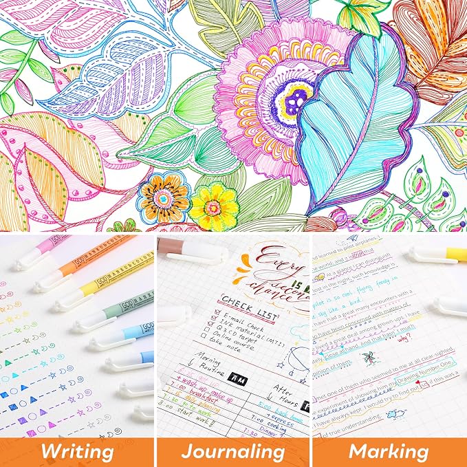 HANKU 0.38mm Fine Point Pen, 16 Colored Fineliner Bible Pens No Bleed Through,Extra Fine Tip Marker Pens for Bullet Journaling,Planner,Coloring,Bible Study Back to School Office Supplies