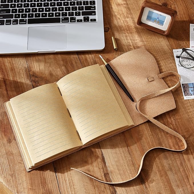 RILIHO Leather Journal -, A5 Size Notebook 6x8.1 Inch, Genuine Leather Journals for Writing, Vintage Style, Ideal for Men and Women, Artists, Travelers, Grey