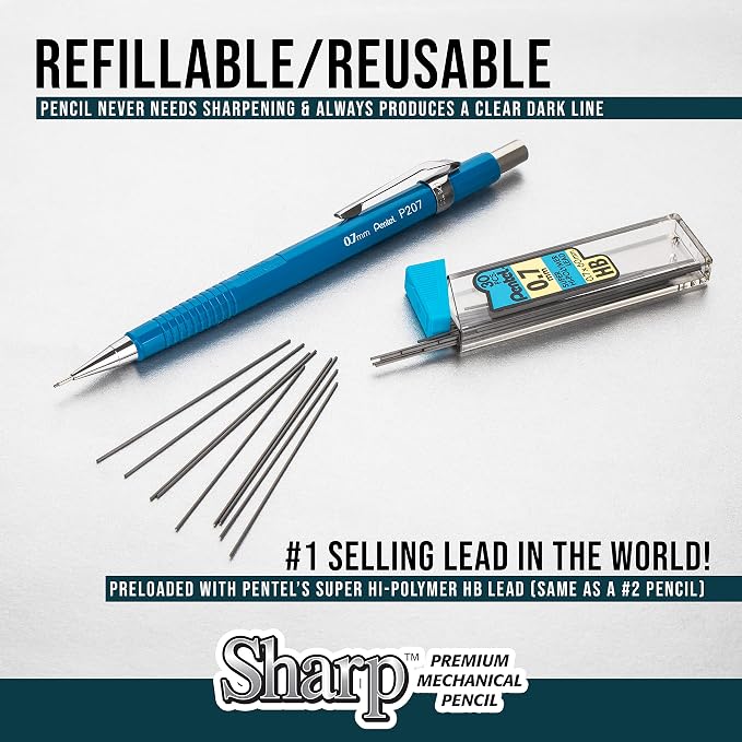 Pentel Sharp Mechanical Pencil, (0.9mm), Bold Line, Yellow Barrel, Pack of 4 (P209PF4G)
